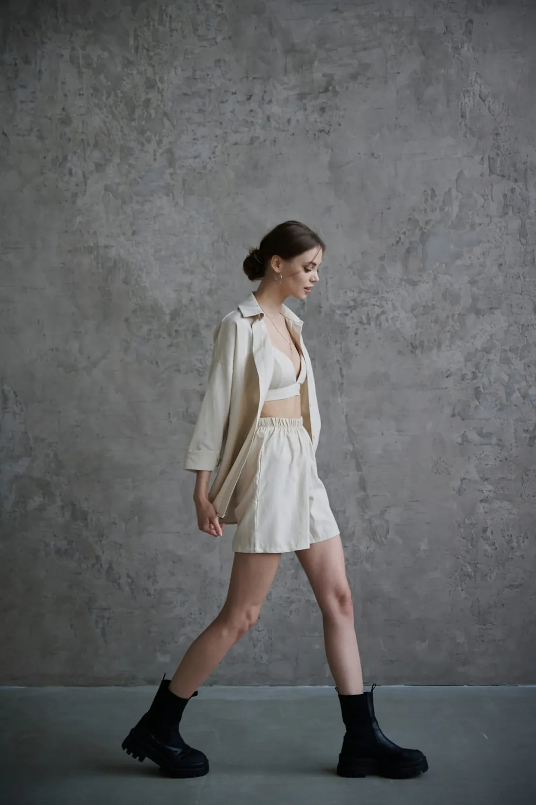 Linen Short Set in ivory