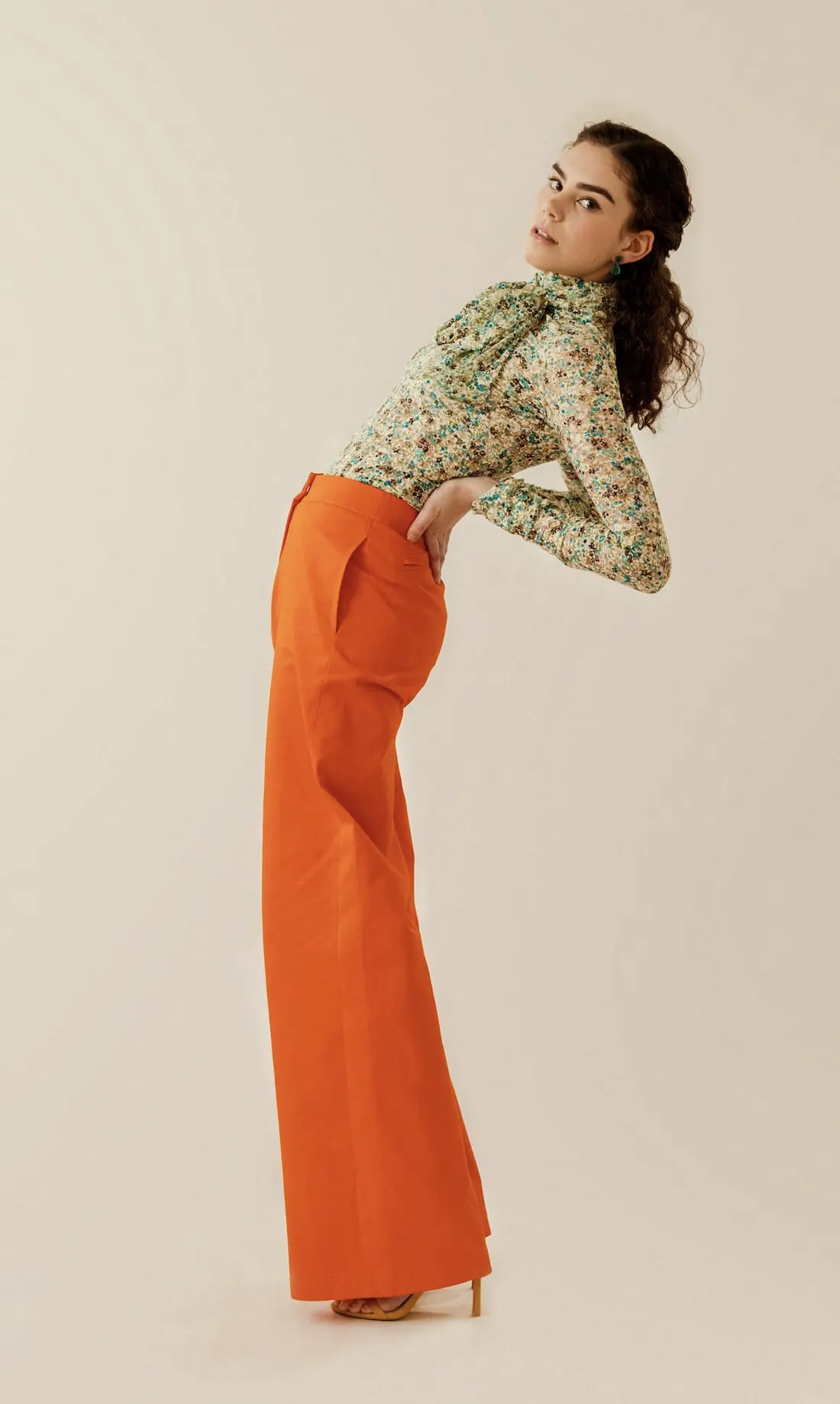 Ambra Wide-Leg Trousers in terracotta