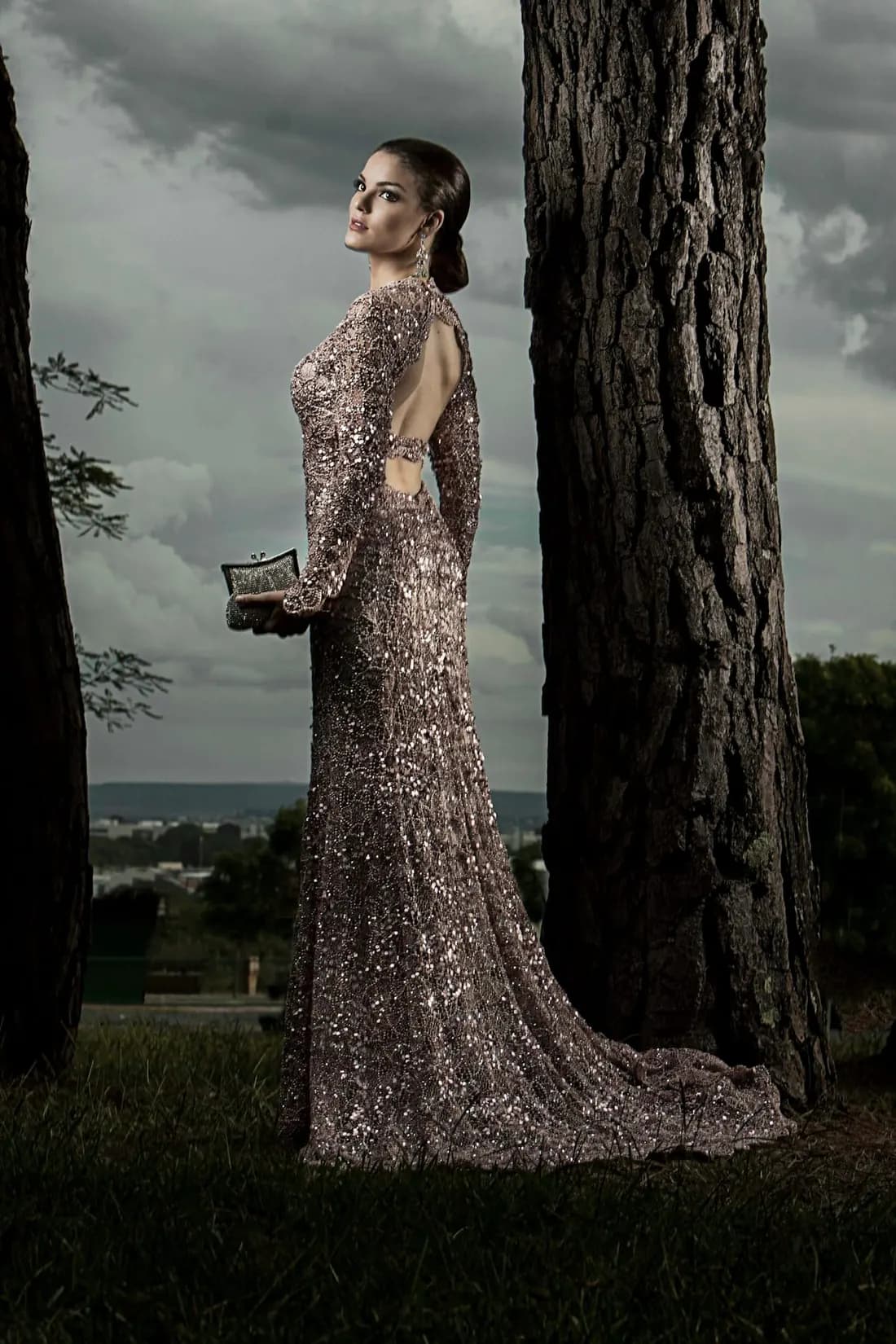 Ottoline Sequin Gown in sand