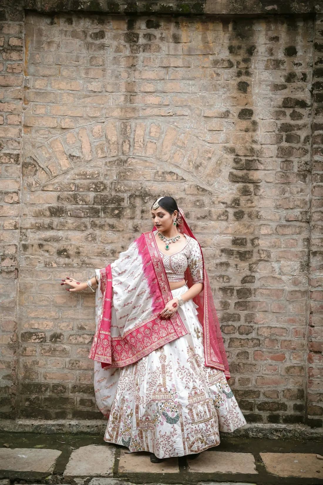 Ivory Gota Lehenga in ivory