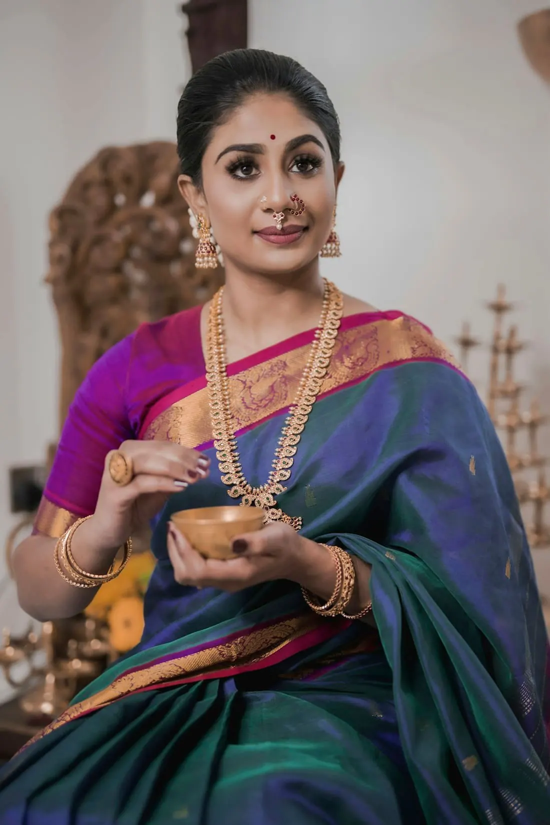 Mayura Kanjivaram Saree in peacock