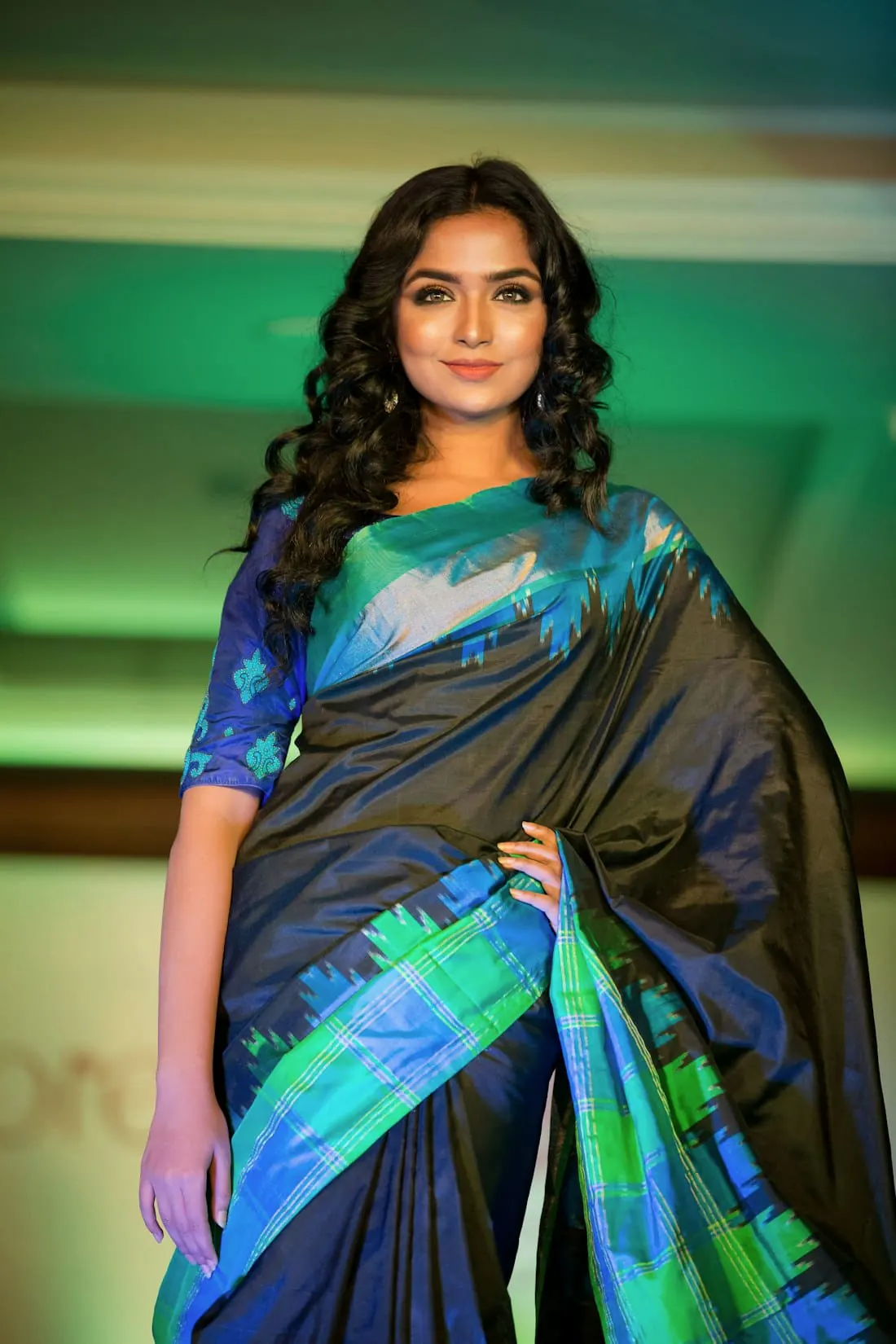 Nila Pallu Silk Saree in indigo