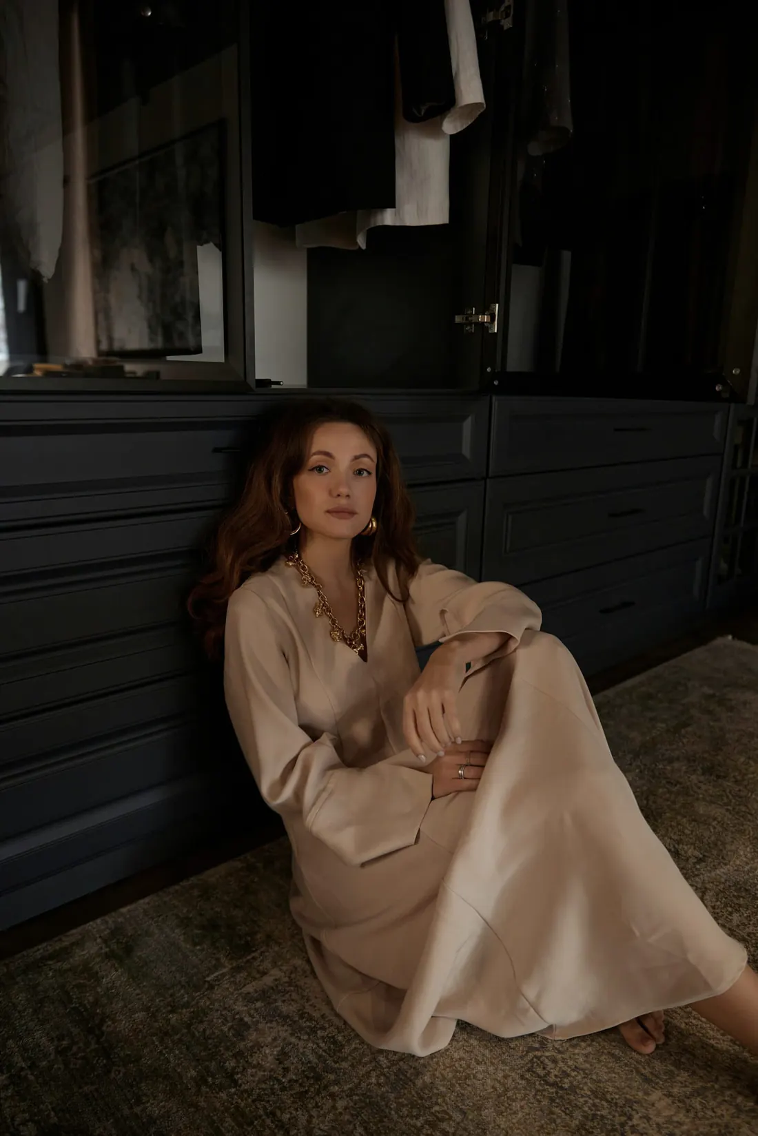 Elara Draped Dress in cream