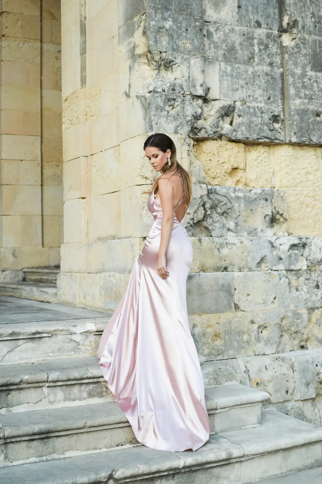 Isolde Silk Gown in blush
