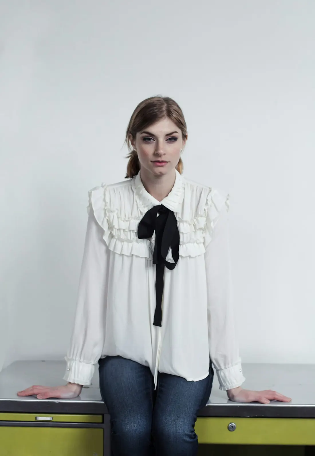 Odette Ruffle Blouse in ivory