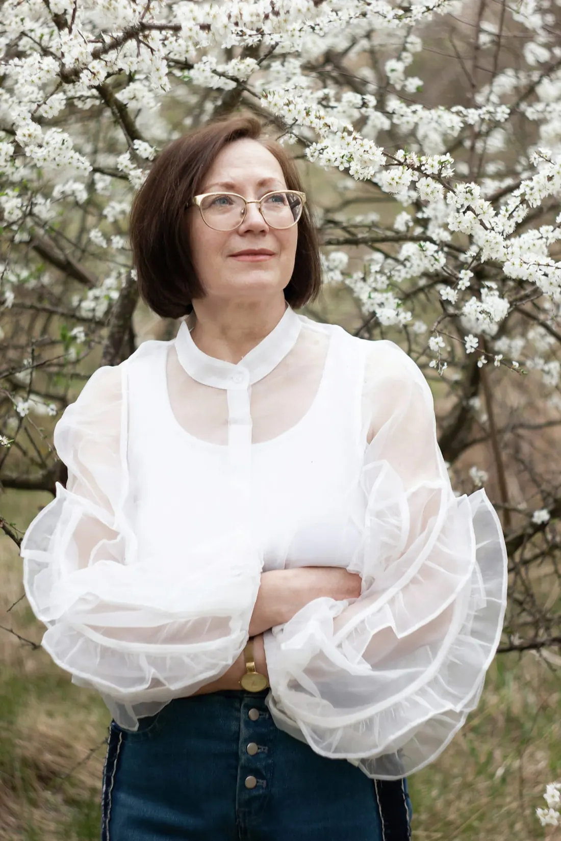 Linnea Organza Blouse in ivory