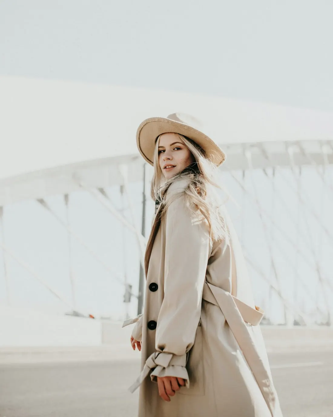 Halden Trench in camel, full look